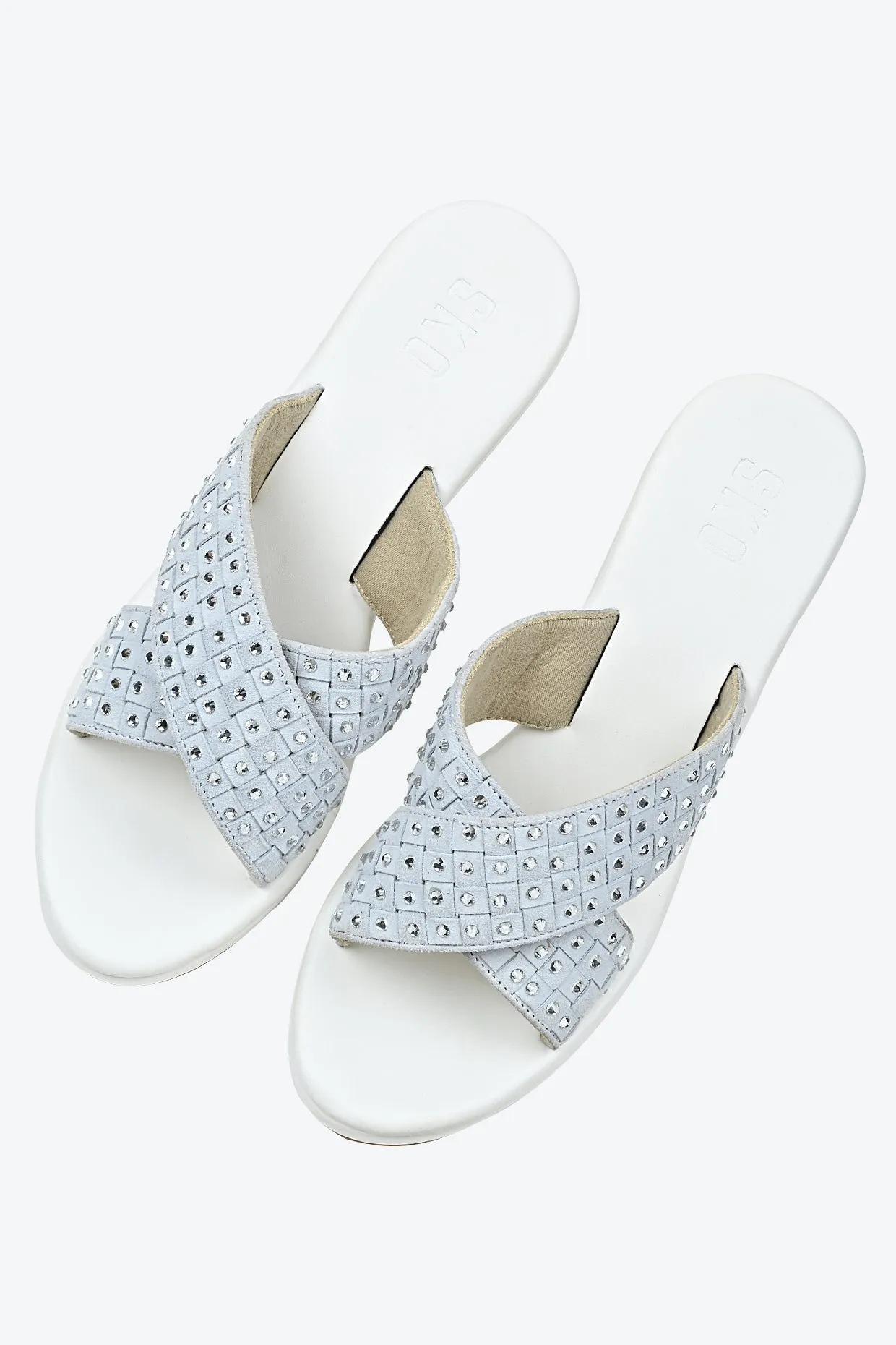 White Crystal Wedge For Women