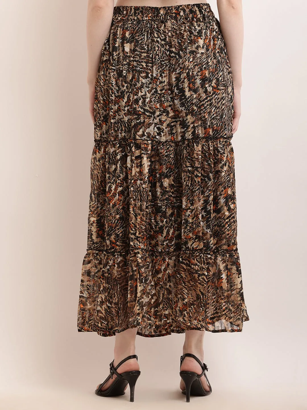 Women Animal Print Flared Skirt