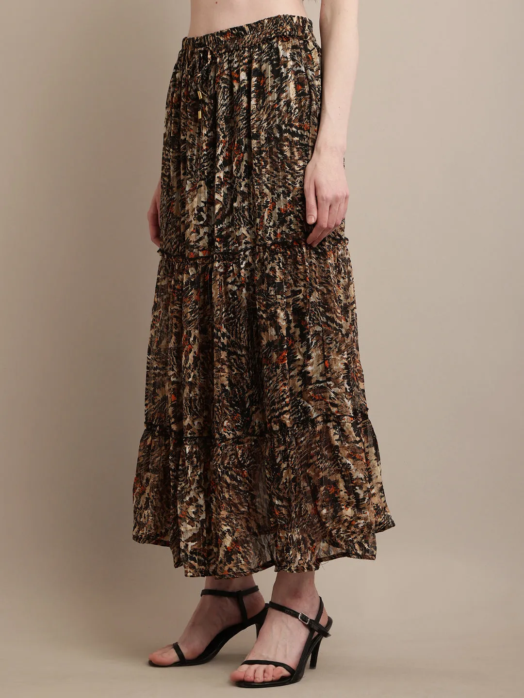 Women Animal Print Flared Skirt