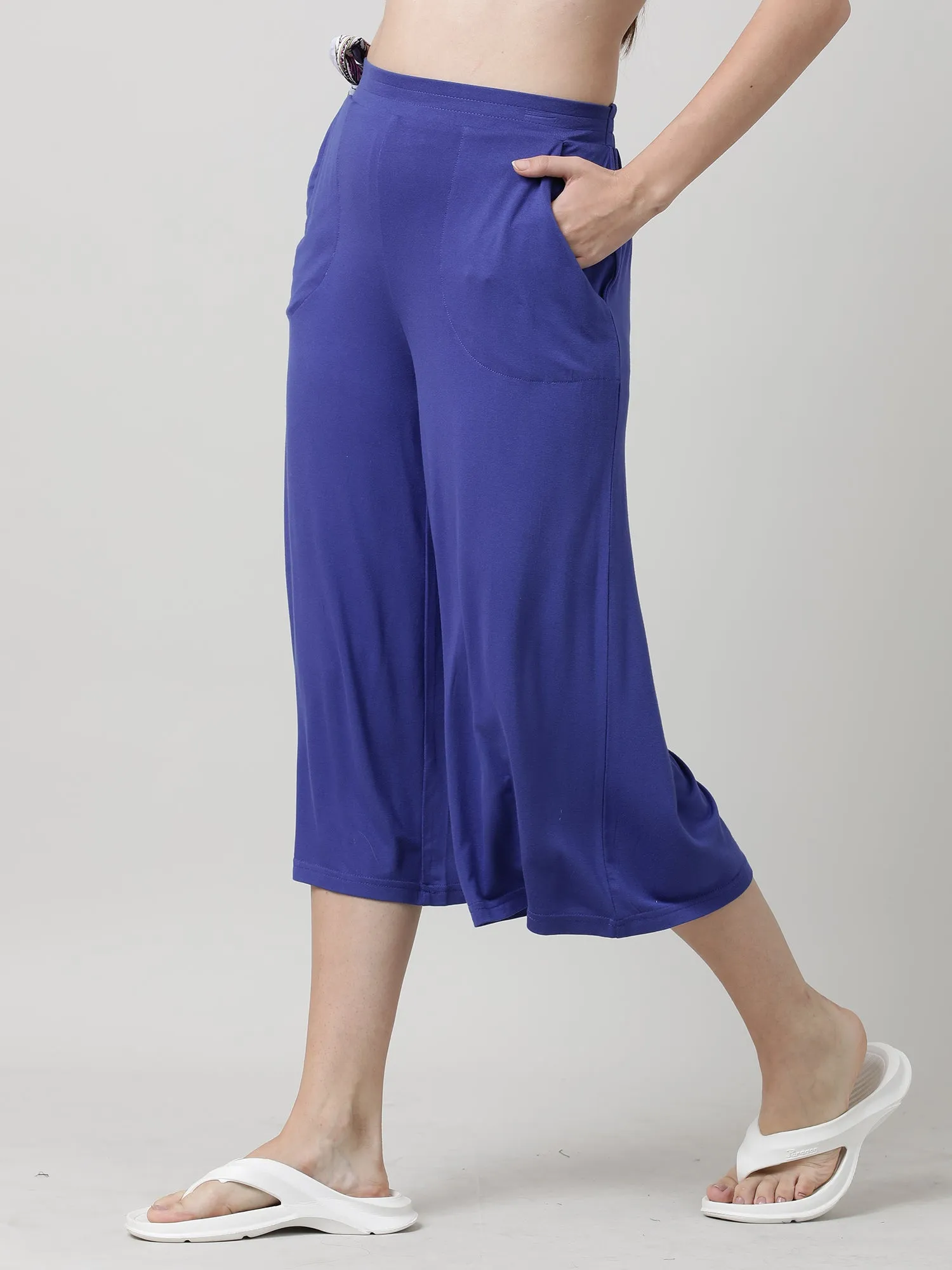 Women Blue Relaxed Fit Culottes