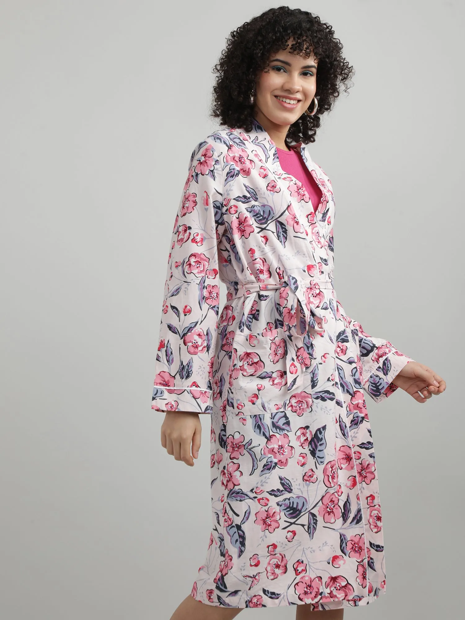 Women Floral Print Sleepwear Robe