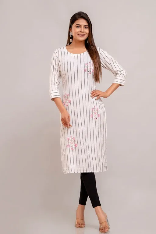 Women South Cotton Embroidered Plus Size A-Line Kurtis