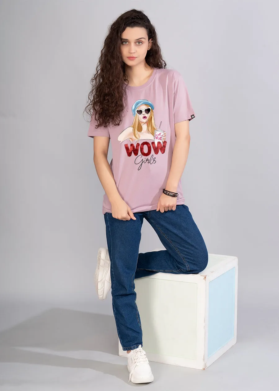 Wow Girls Women Boyfriend T-Shirt